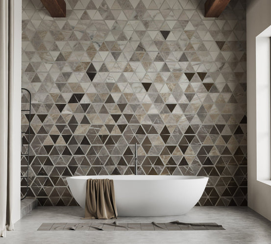 Sepia Triangle Tiles Wallpaper Mural
 A557