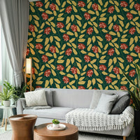 A serene and elegant floral wallpaper pattern.
