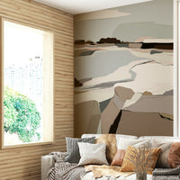 Close-up of serene abstract mural texture

