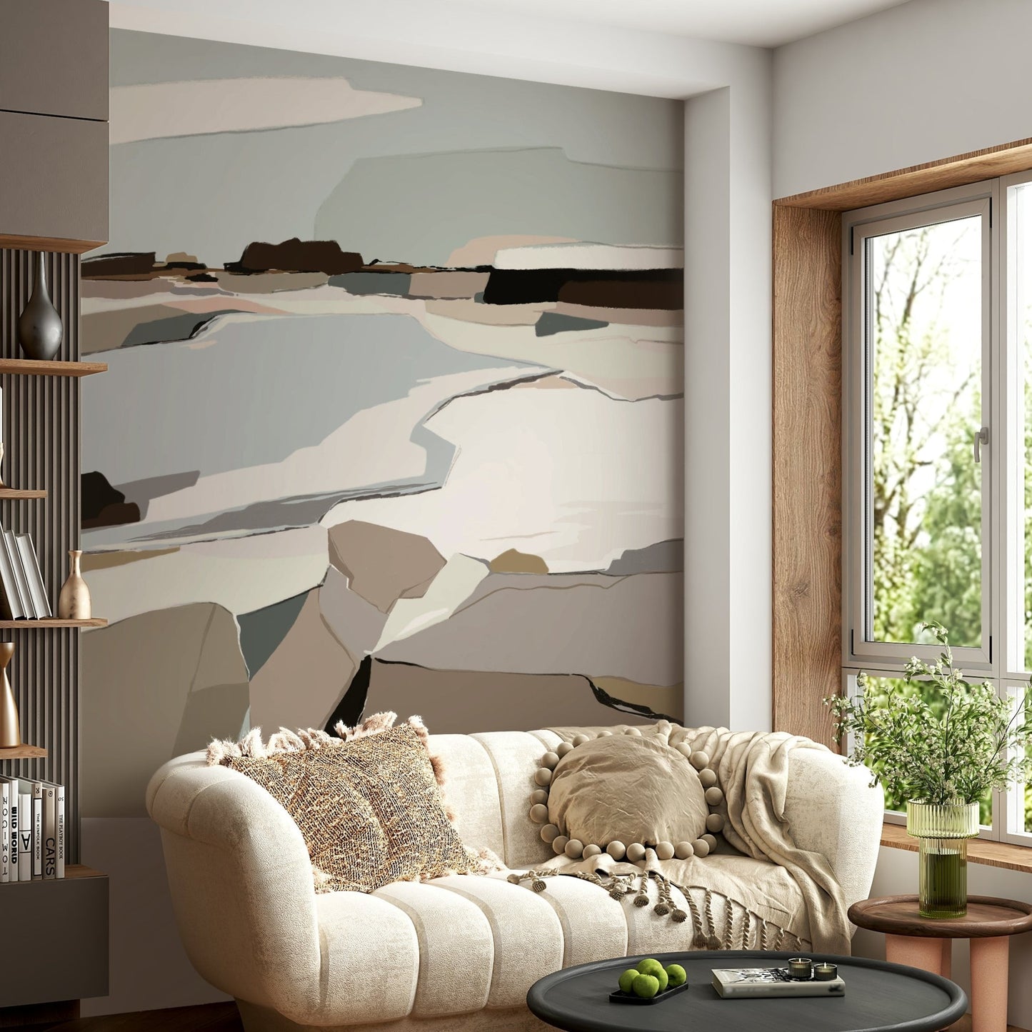 Soft abstract shapes wallpaper for walls

