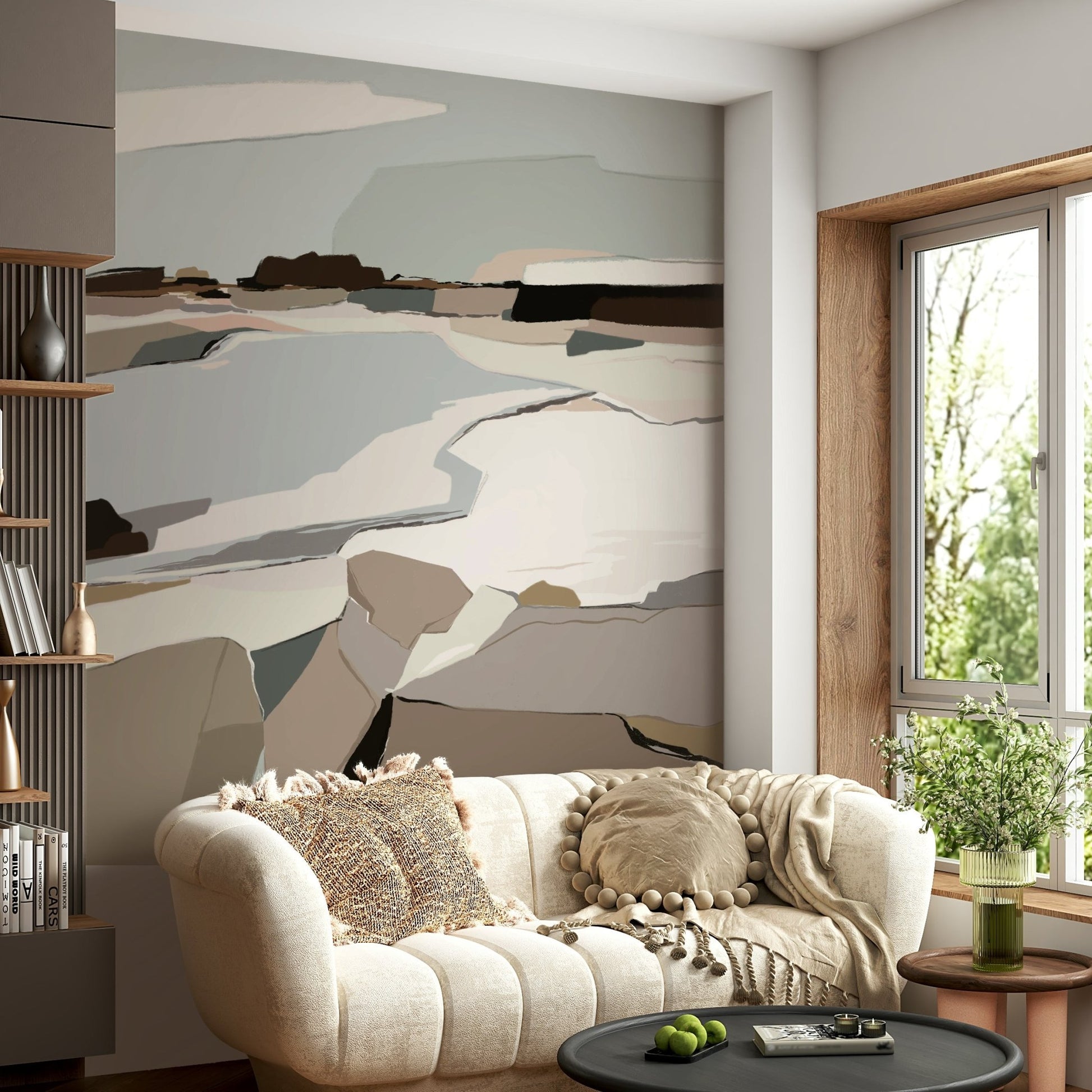 Soft abstract shapes wallpaper for walls

