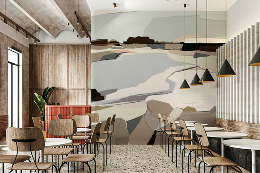 Serene Abstraction wall mural on living room wall


