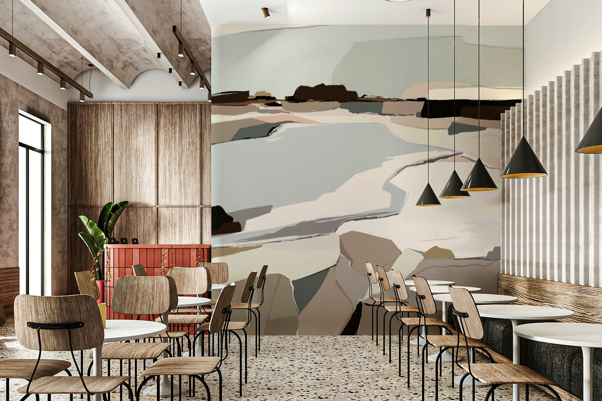 Serene Abstraction wall mural on living room wall, GD1076