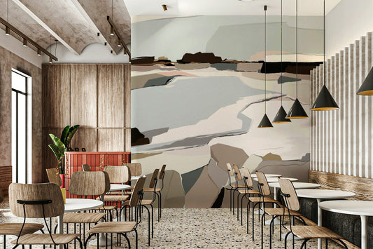 Serene Abstraction wall mural on living room wall


