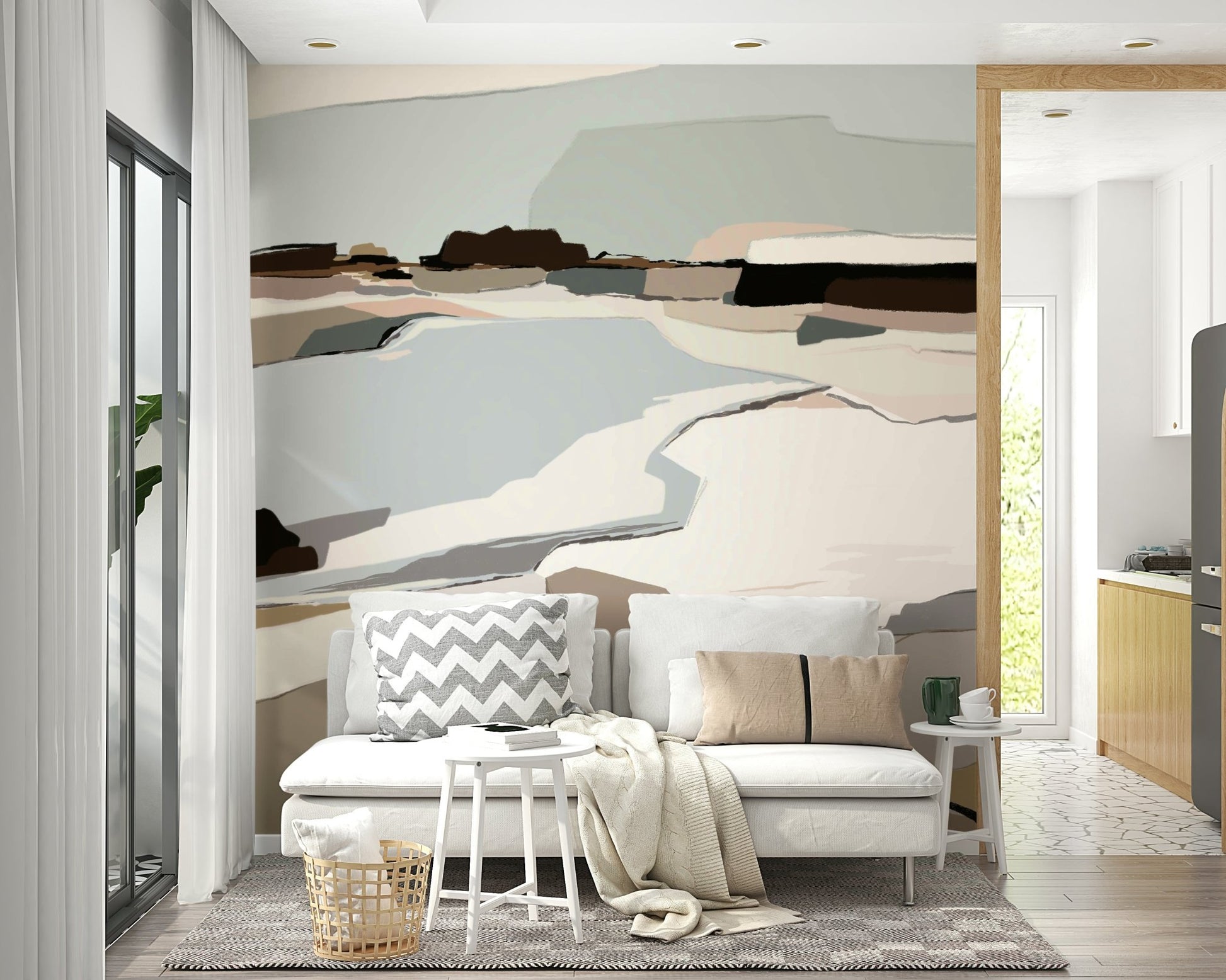 Wall mural featuring calming abstract art

