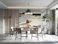 Workspace with modern abstract wallpaper

