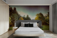 The color palette is composed of warm, earthy tones typical of autumn foliage, with soft lighting.
