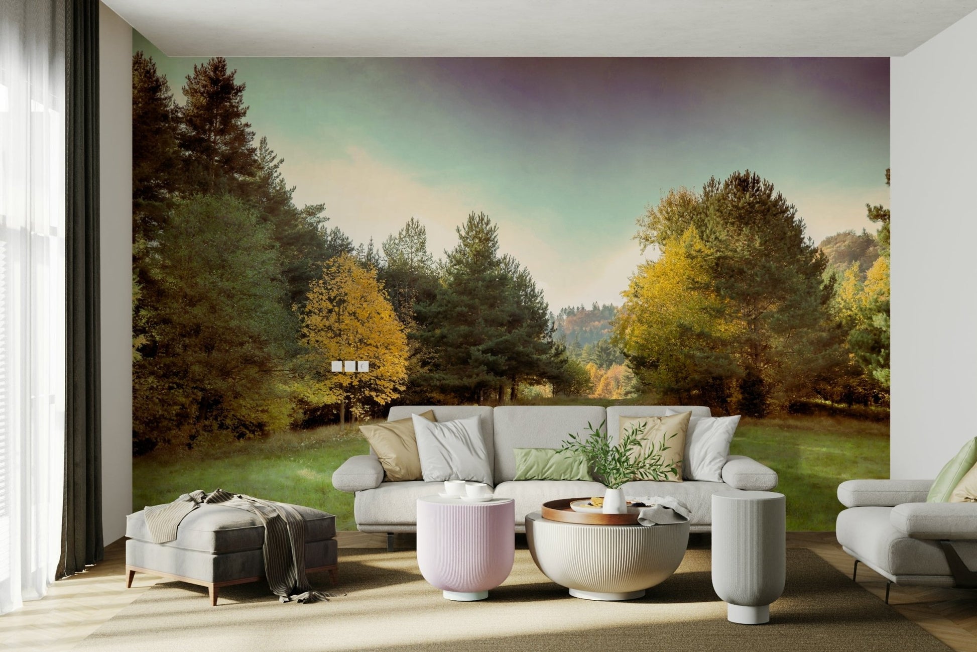 It gives a feeling of calm comfort and inviting natural beauty, suggesting a walk in nature.
