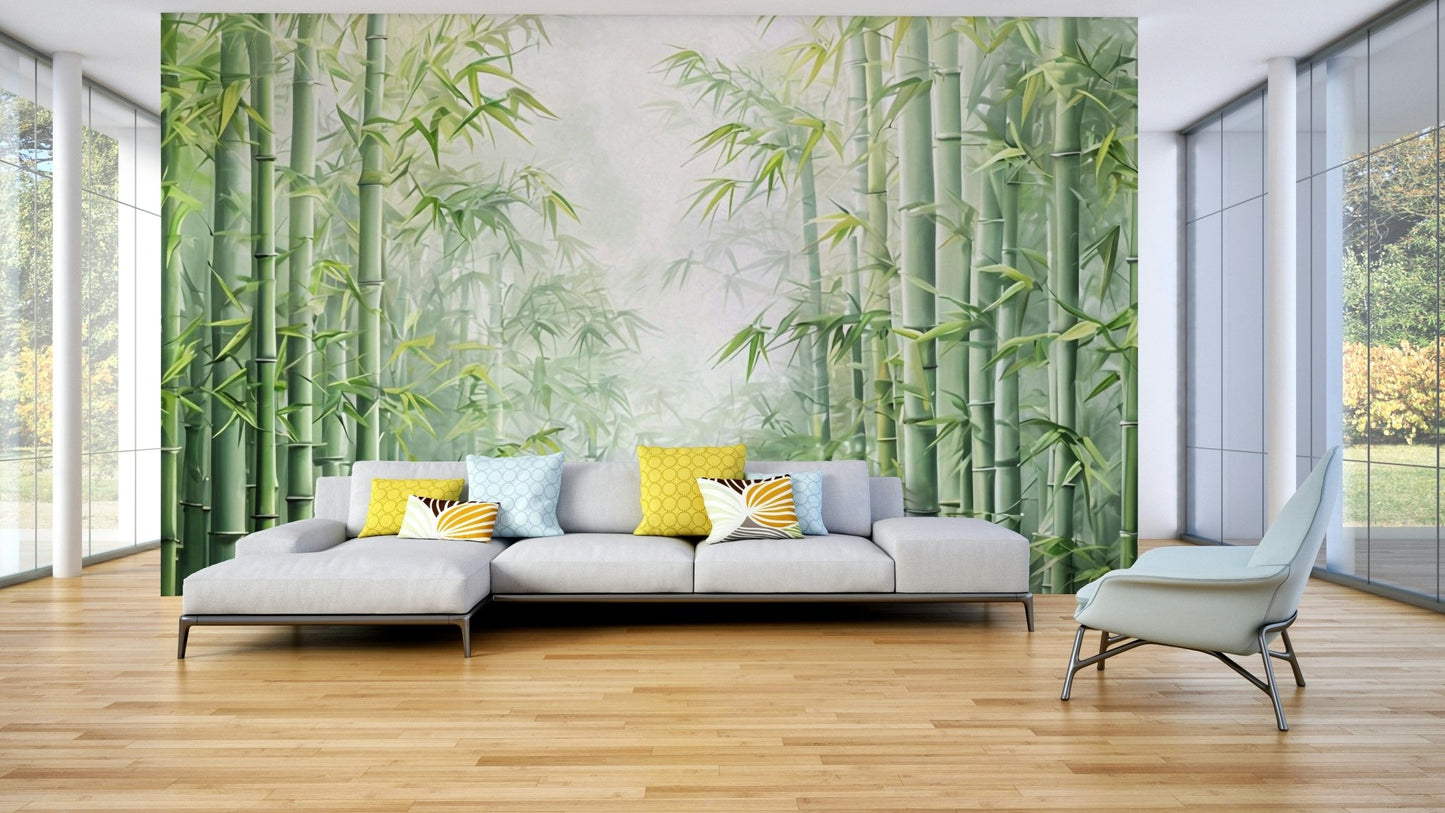 Vertical bamboo stalks wallpaper pattern

