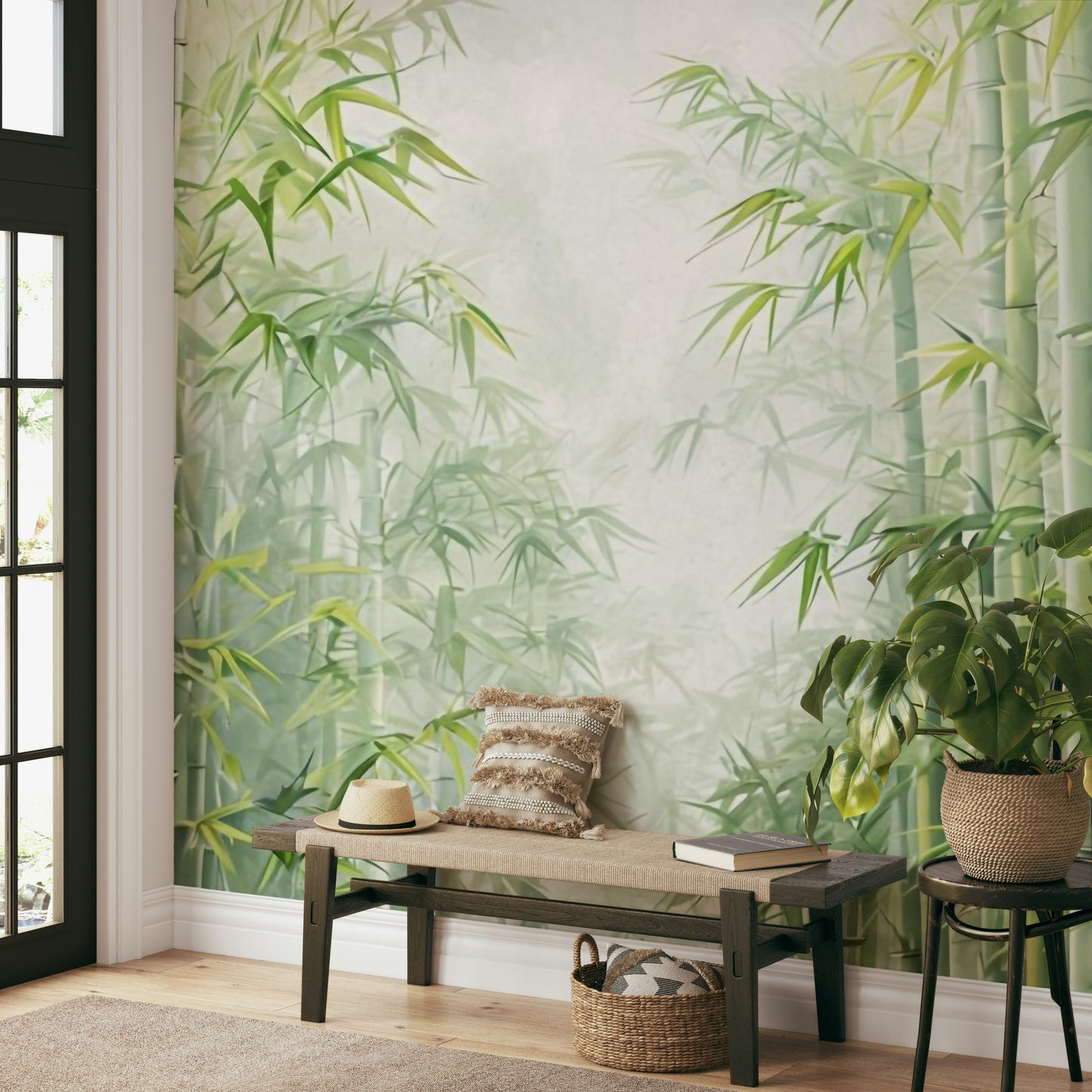 Elegant bamboo grove wall covering

