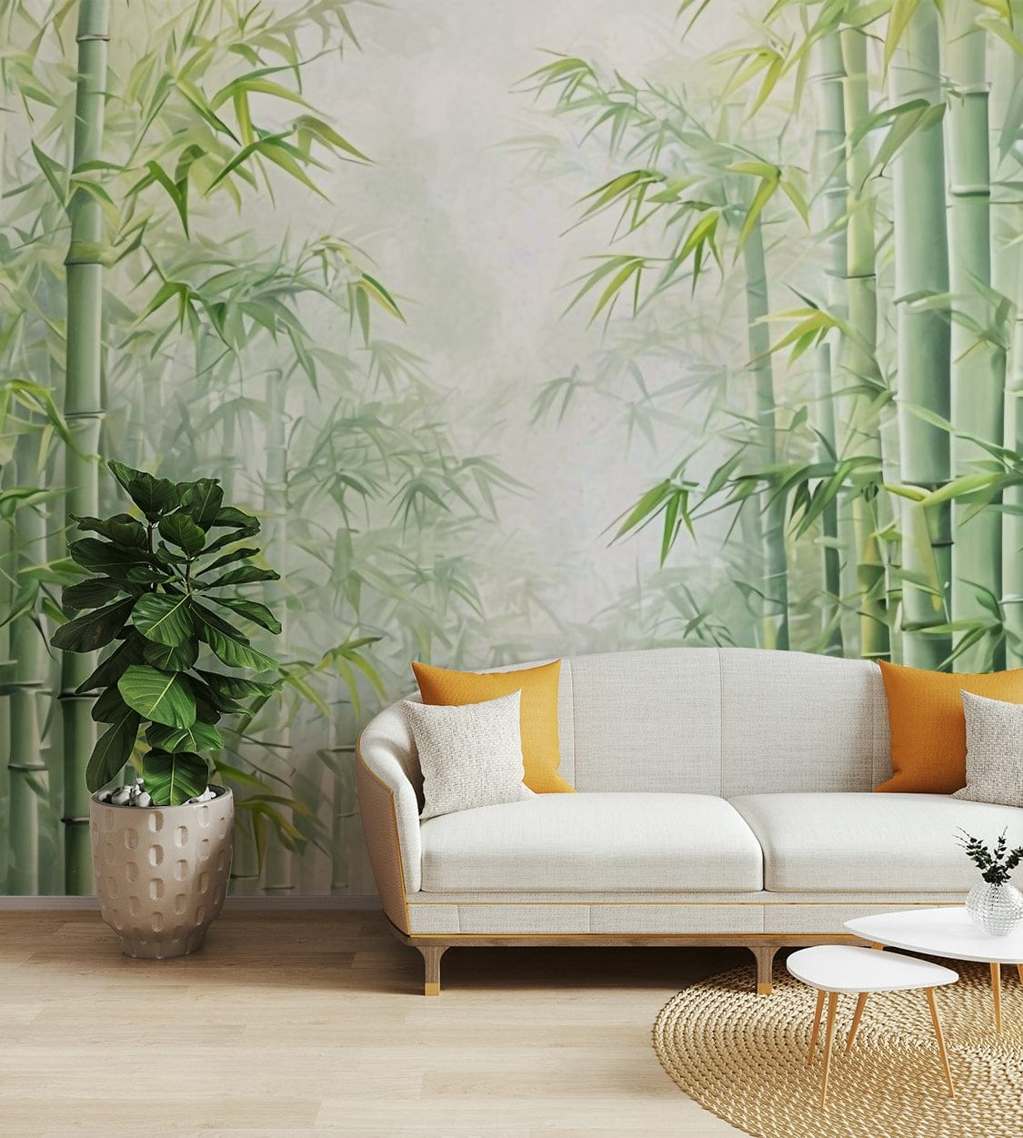 Peaceful bamboo wallpaper with natural tones

