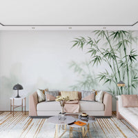 Serene Bamboo Murals Wall Mural in a relaxed lounge with neutral soft tones, GD8916