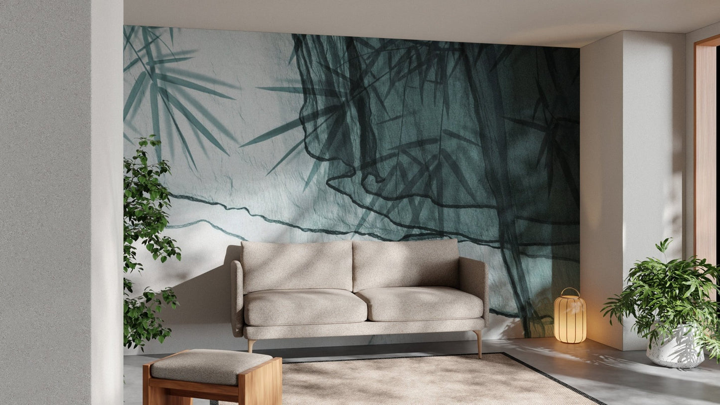 Soft bamboo shadow botanical wallpaper
