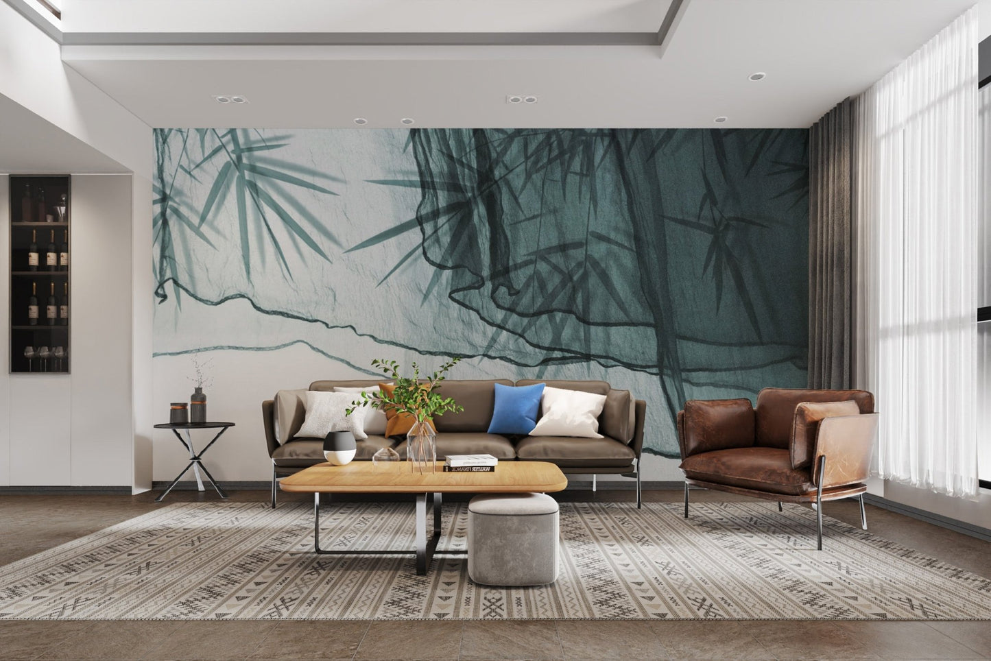 Subtle bamboo pattern wall wallpaper
