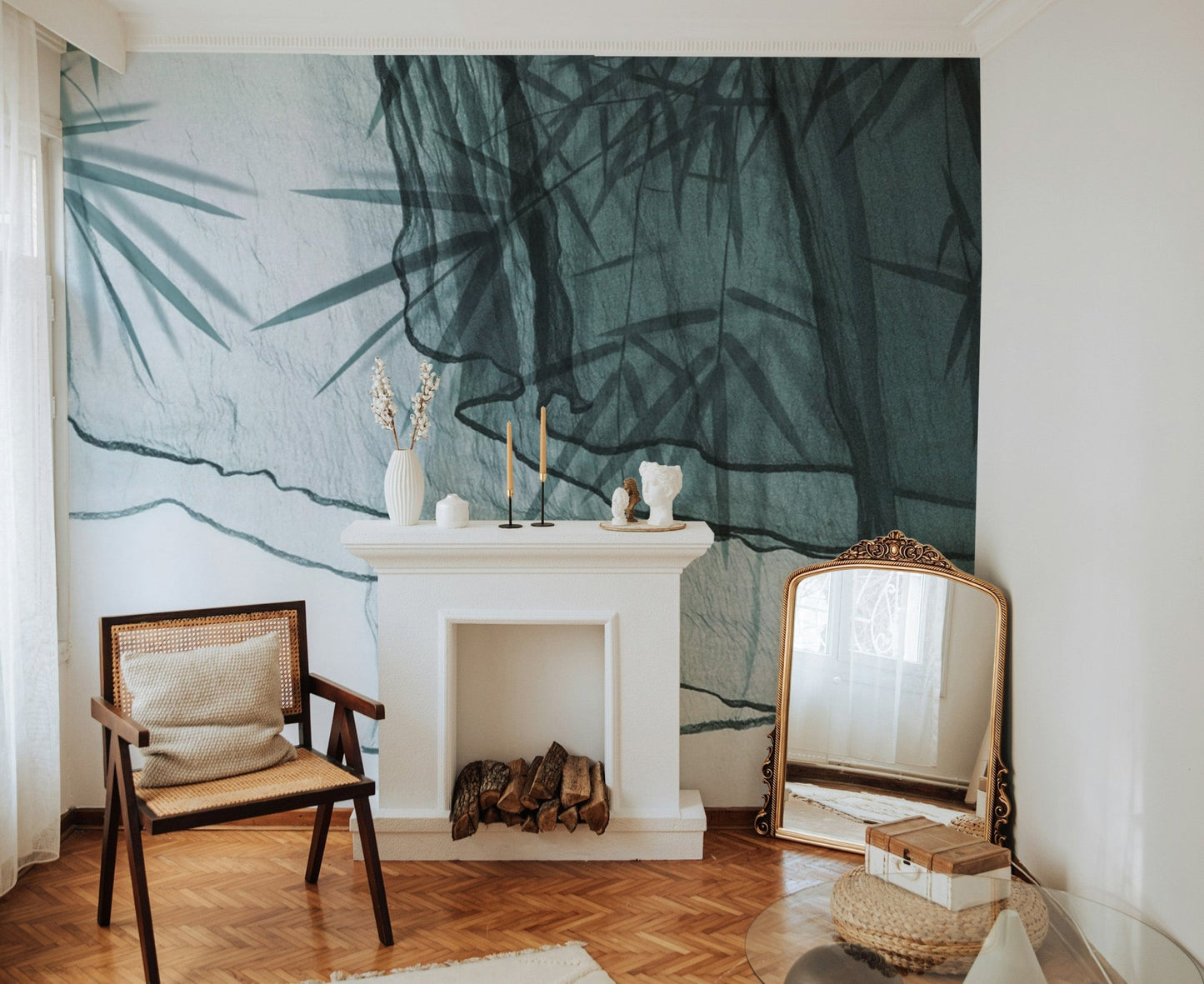 Elegant bamboo silhouette wall mural
