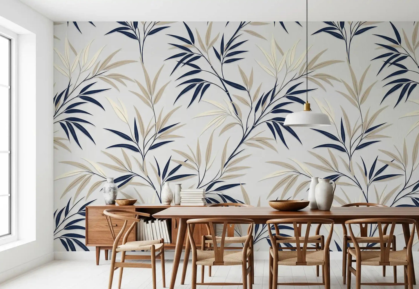 Subtle leaf detailing forms Serene Bamboo Whispers wall mural appearance