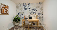 Soft bamboo leaf pattern appears across Serene Bamboo Whispers wall mural