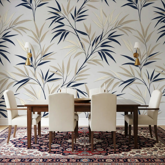 Minimal natural pattern shown in Serene Bamboo Whispers wall mural design, GD9229