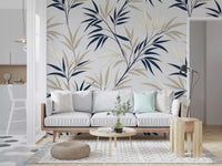 Hallway area showing Serene Bamboo Whispers wall mural with bamboo leaves