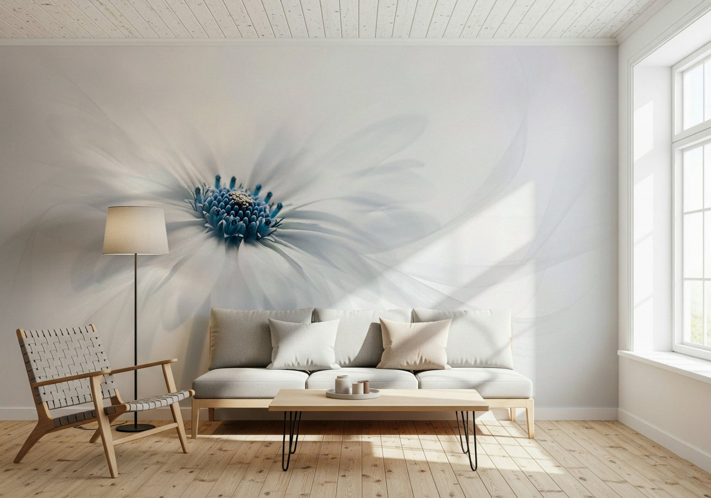 A beautiful modern art wall mural of delicate flowers.