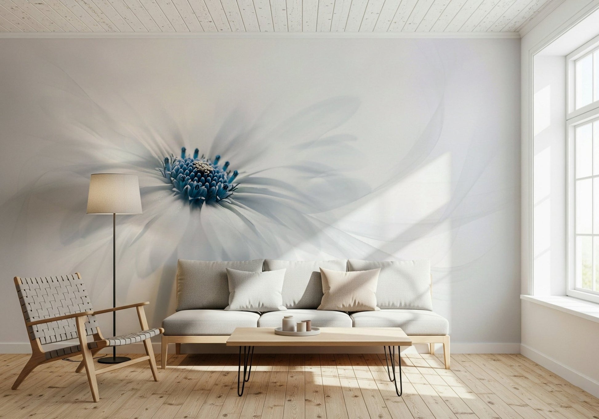 A beautiful modern art wall mural of delicate flowers.