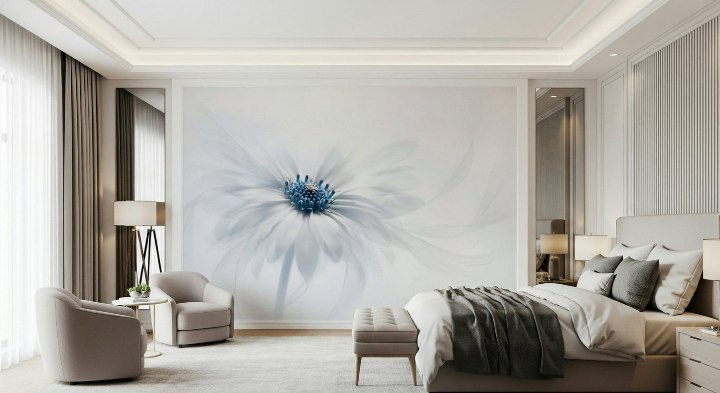 A contemplative floral pattern wallpaper mural for a feature wall.
