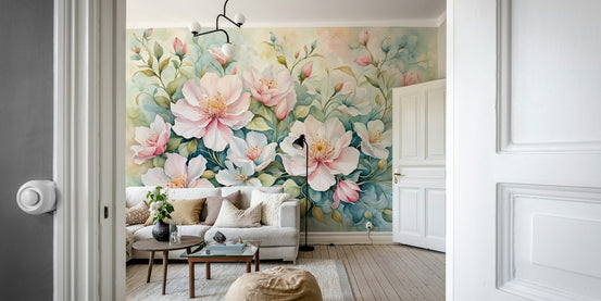 A wall mural of a floral pattern. 
GD3587

