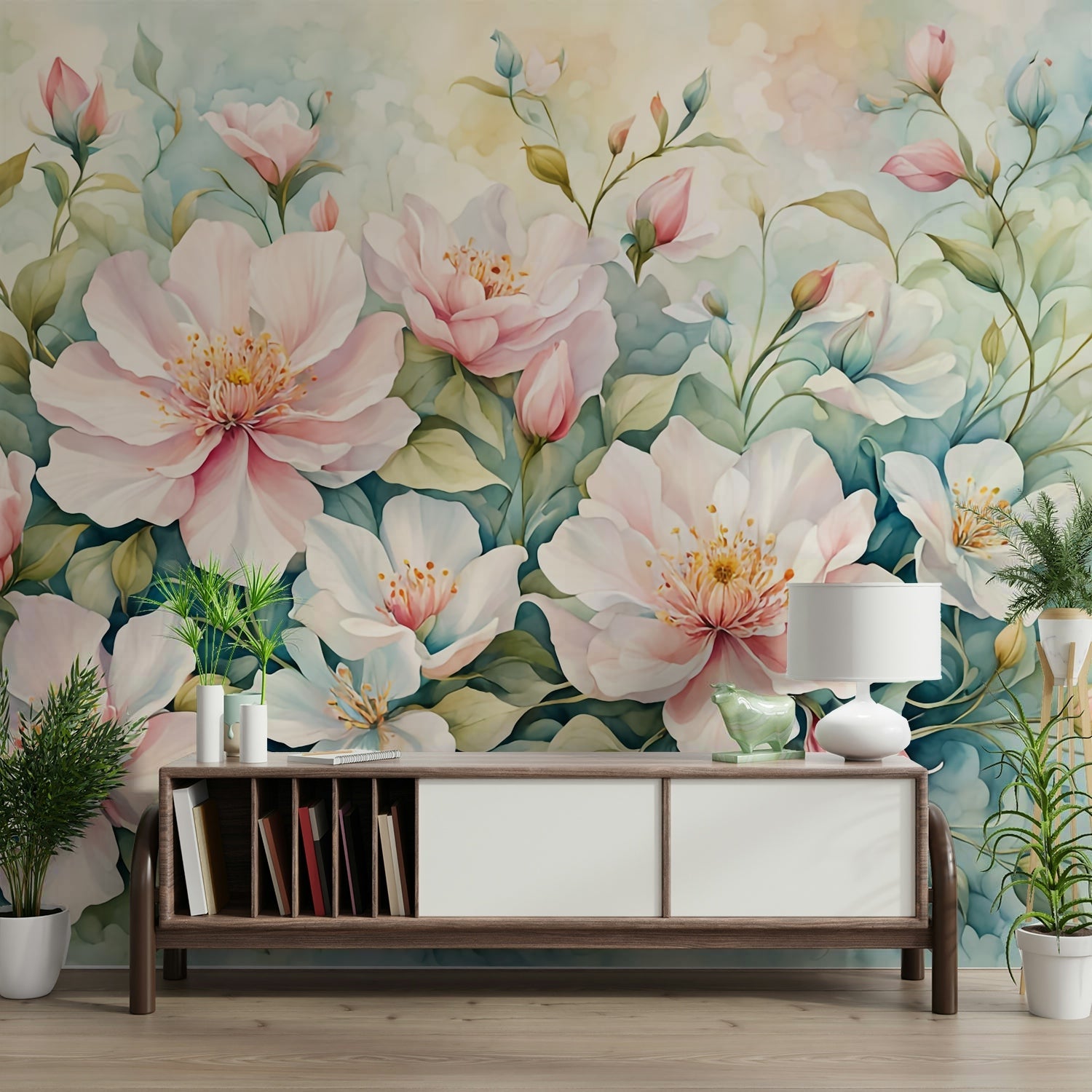 The image shows an artistic impression of gentle flowers.

