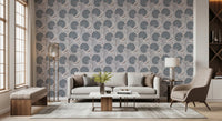 Bright interior corner where Serene Blooms Wallpaper pairs with natural textures