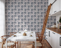 Kitchen dining area featuring Serene Blooms Wallpaper as a subtle patterned backdrop