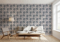 Open room view where Serene Blooms Wallpaper blends with warm interior finishes