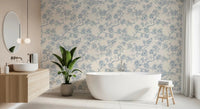 Bathroom space with Serene Blossom Branches wallpaper and delicate blue blossoms, GD9274
