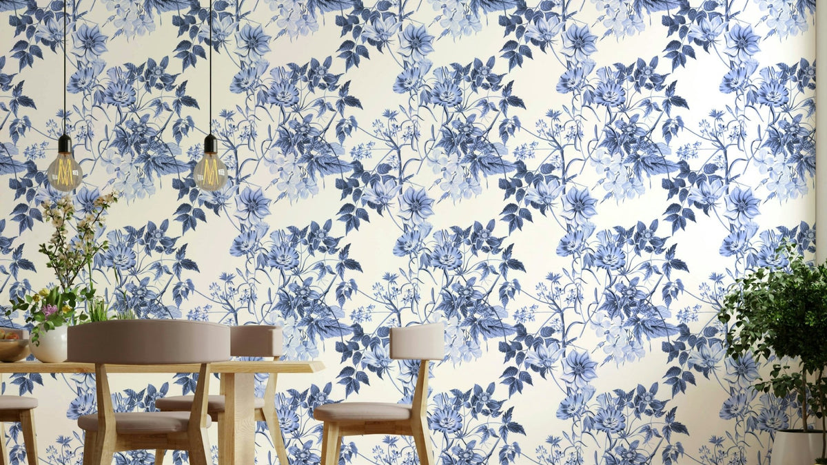 Serene Blue Botanicals Wallpaper⁠ GD706