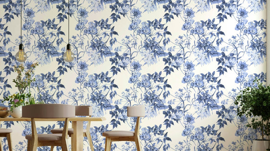 Serene Blue Botanicals Wallpaper⁠ GD706