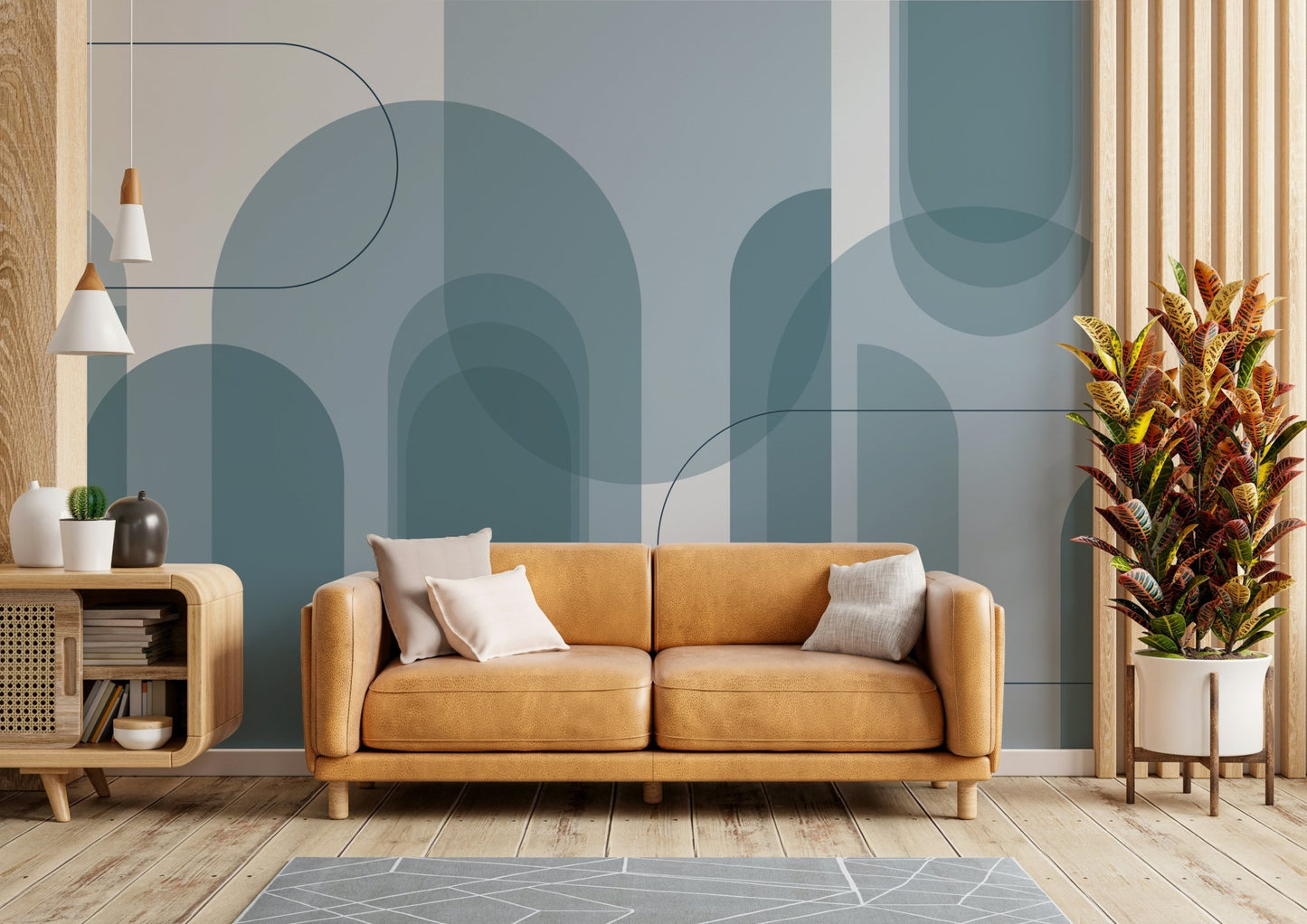 Soft wave pattern in mural wallpaper
