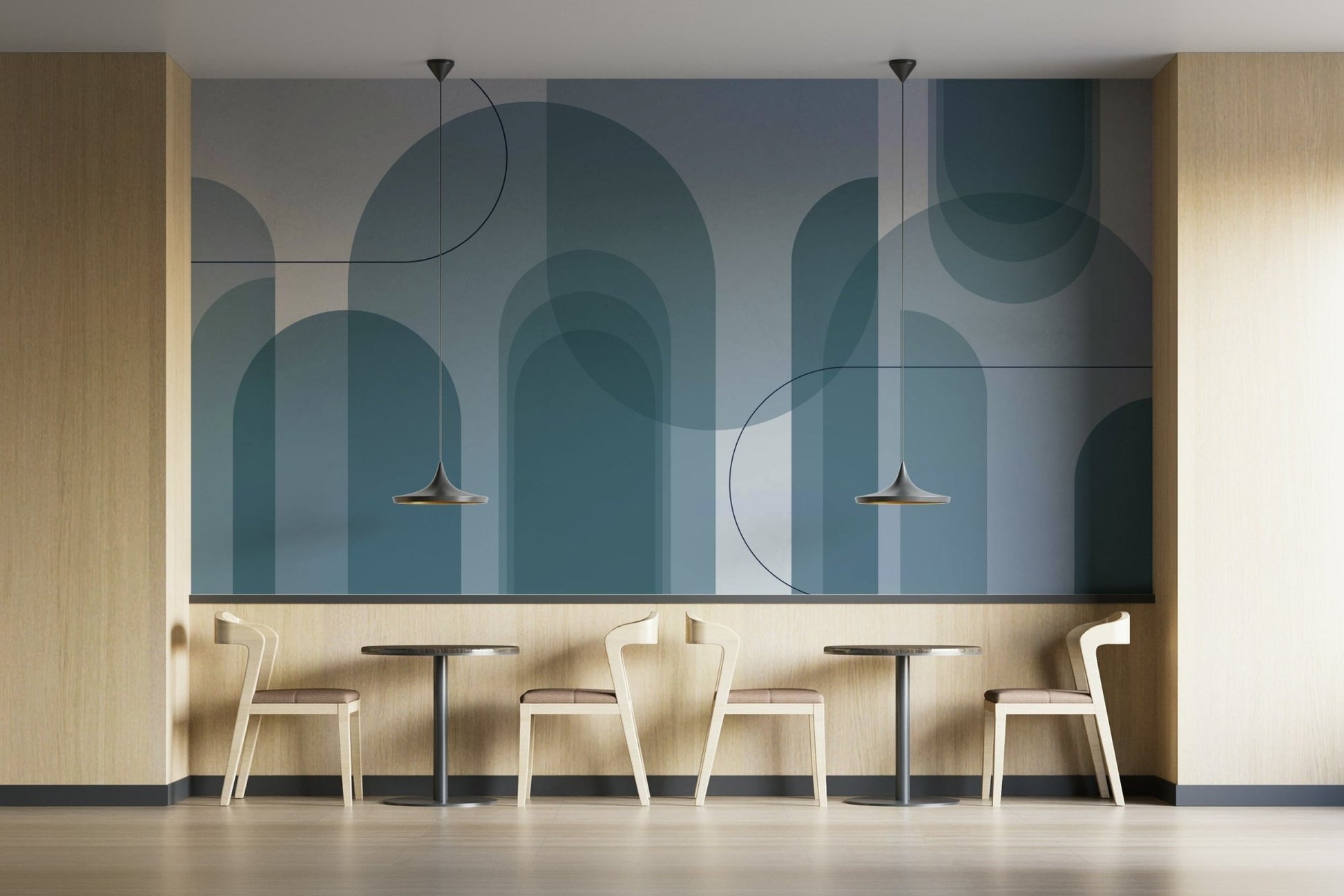 Wallpaper for walls in calming blue shades
