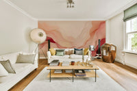 Elegant blush waves wall art mural for interiors.

