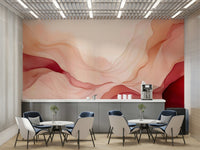 Subtle blush waves mural for contemporary decor.

