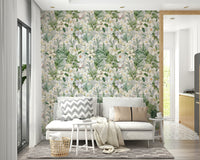 Serene botanical bloom wallpaper with soft floral patterns.

