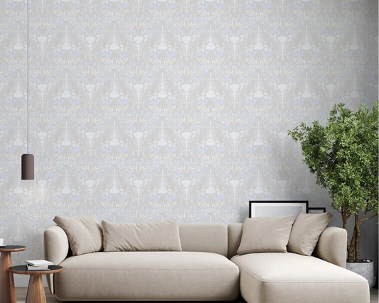 Lounge  finished in the serene botanical pastel wallpaper across full heightGD9504