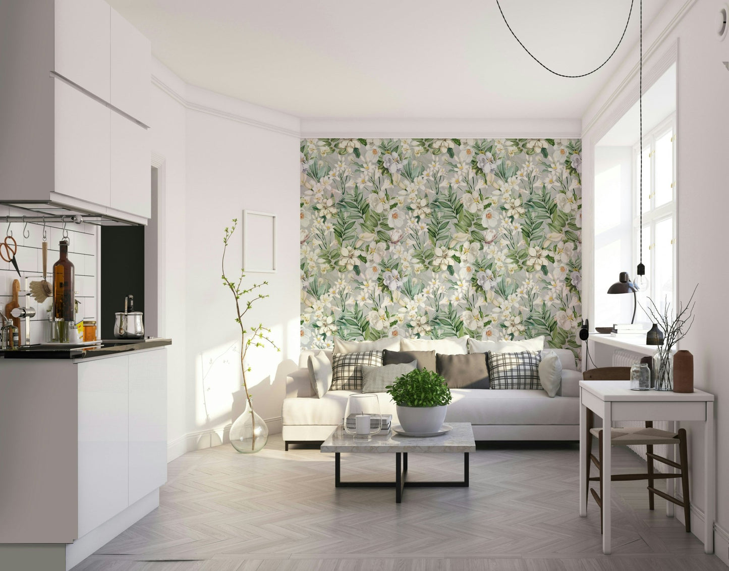 Serene Botanical Bloom Wallpaper⁠