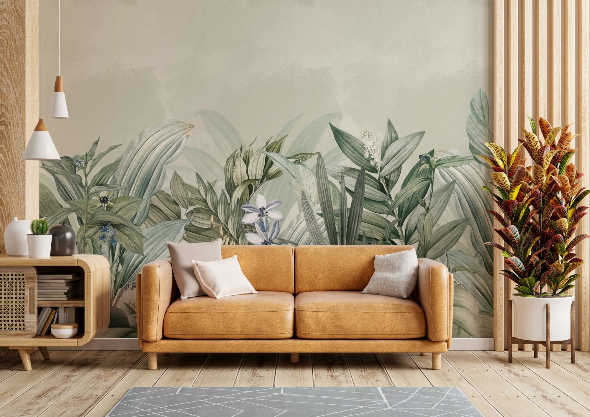 Serene Botanical Garden mural for tranquil spaces., GD1195