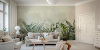 Bring the outdoors inside with a serene garden mural.

