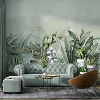 Nature-inspired mural with vibrant greenery.

