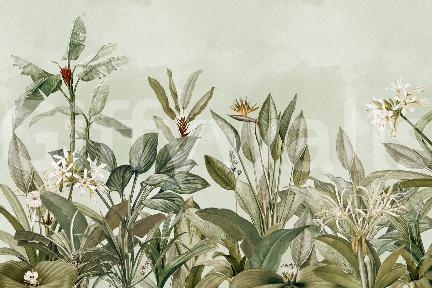 Peaceful floral garden mural for natural home vibes.

