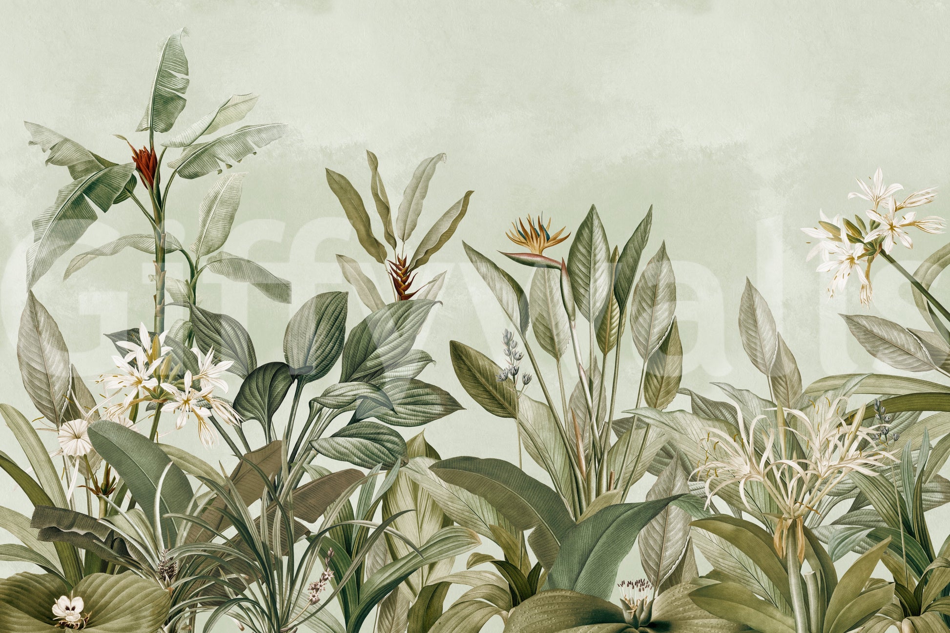 Peaceful floral garden mural for natural home vibes.

