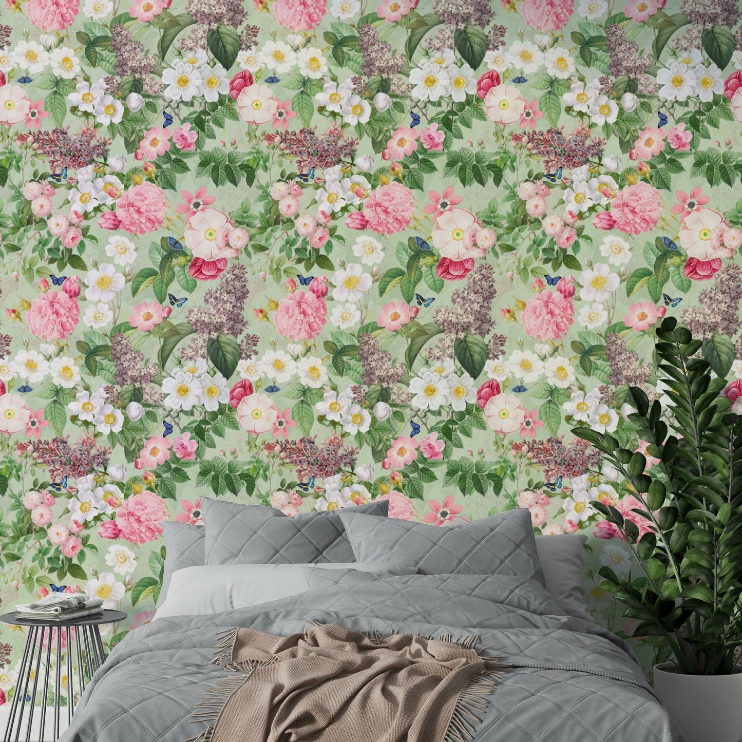 Relaxing wallpaper featuring a serene botanical garden motif

