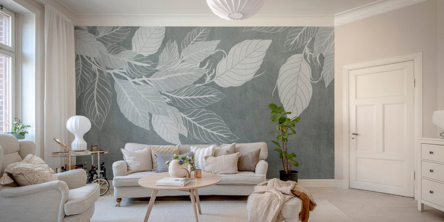 Muted leaf wallpaper for home décor D147