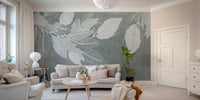 Muted leaf wallpaper for home décor D147