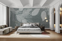 Nature-inspired serene leaves wallpaper D147
